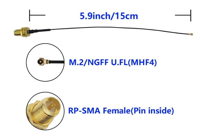 Tenmory UFL to SMA M.2 NGFF U.FL to RP-SMA Female MHF4 Connector Pigtail Antenna Extension Cable (6 inches (4 Pcs)) - Image 4